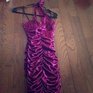 Magenta Party Dress, Super flattering! Halter top